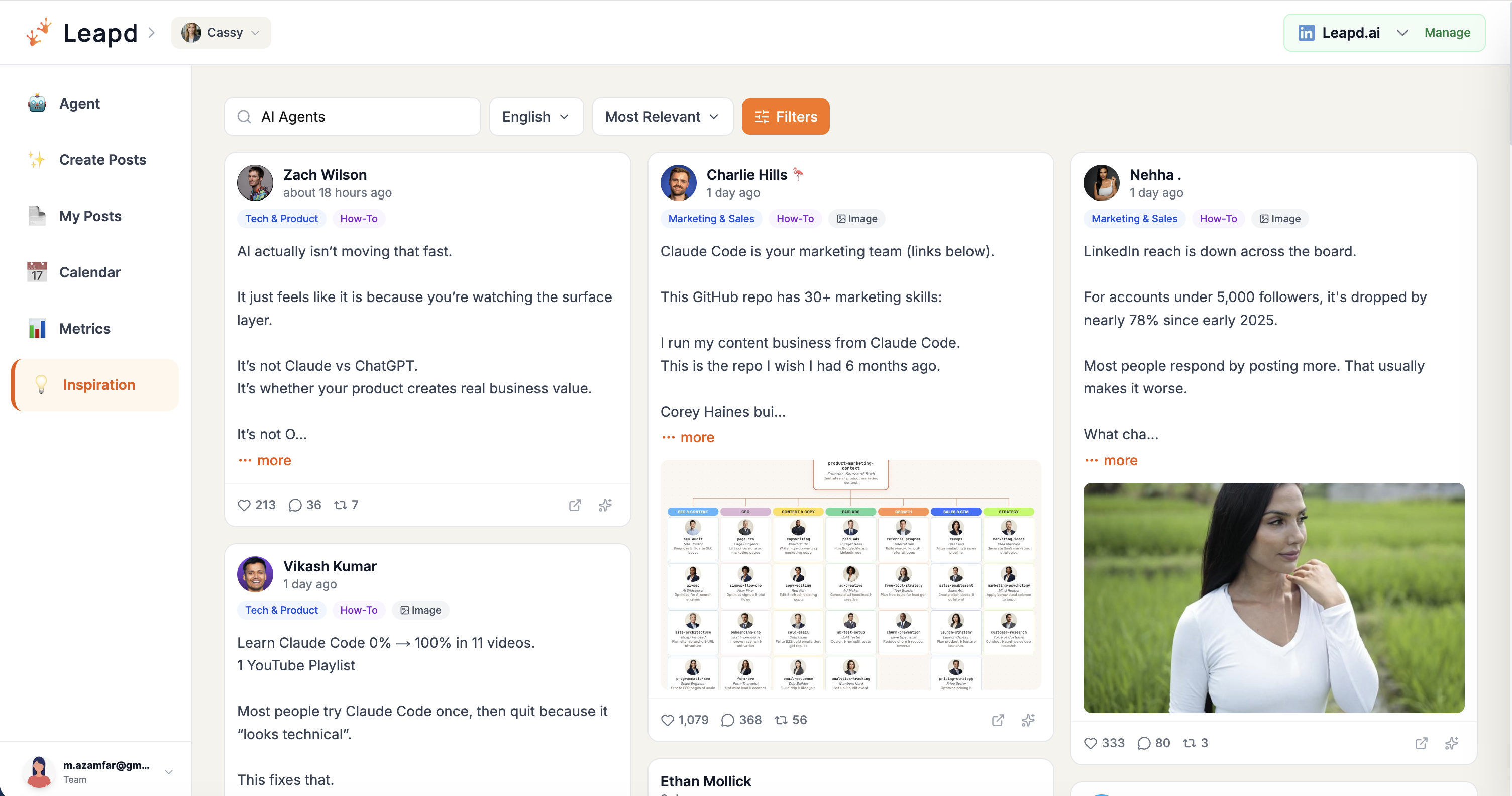 Cassy ai social media post generator — AI writing LinkedIn posts in your voice