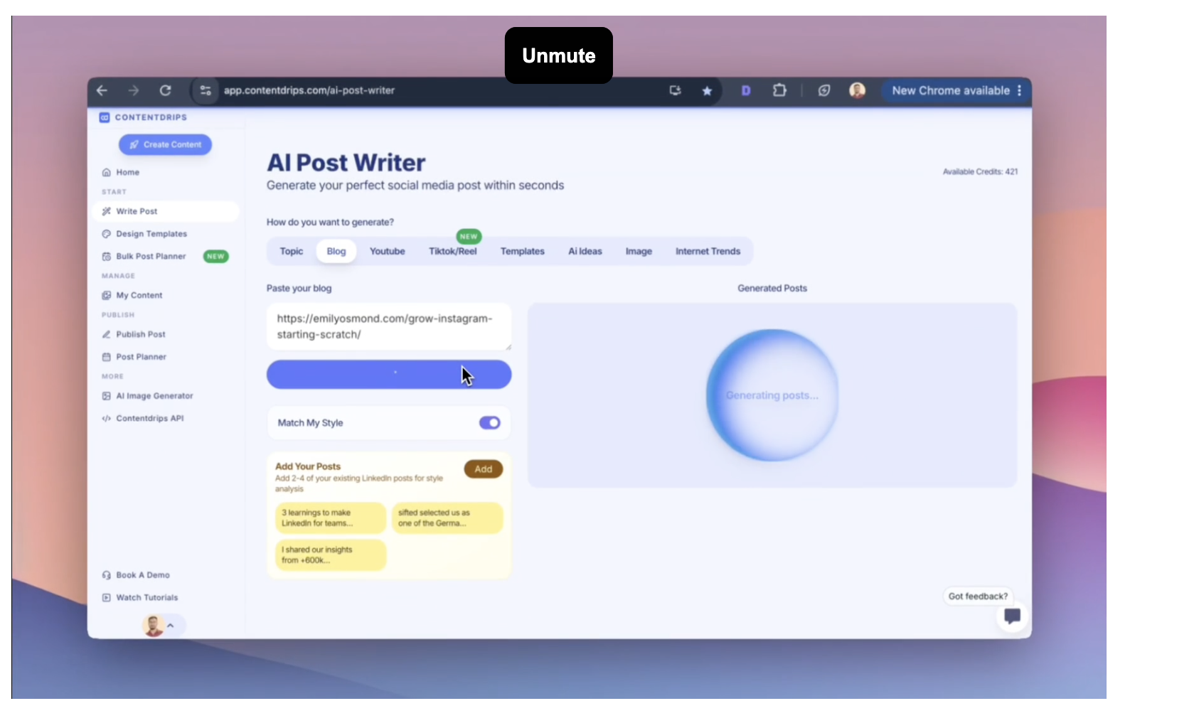 Contentdrips LinkedIn drafting and scheduling tool