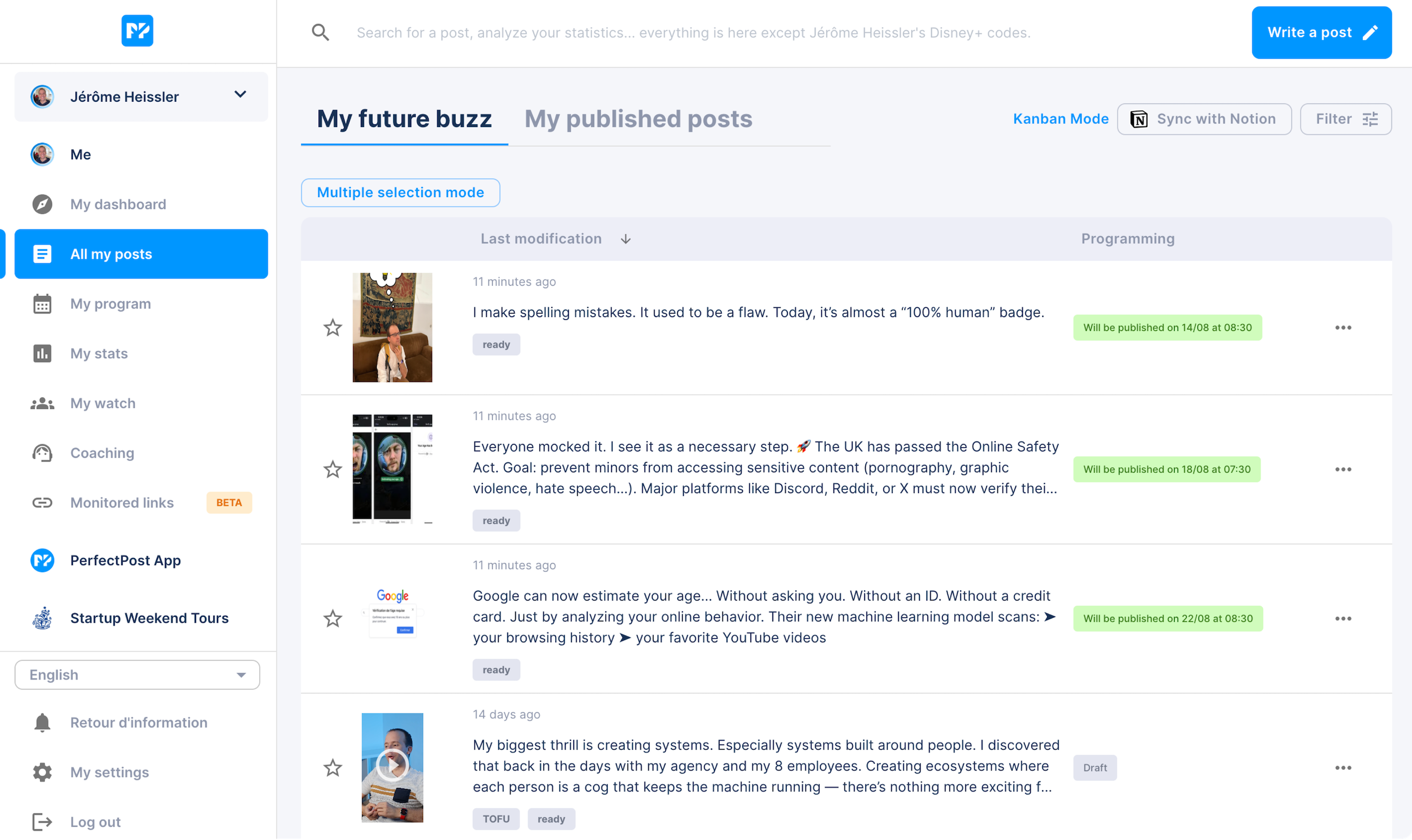 PerfectPost LinkedIn Chrome extension for post writing and analytics