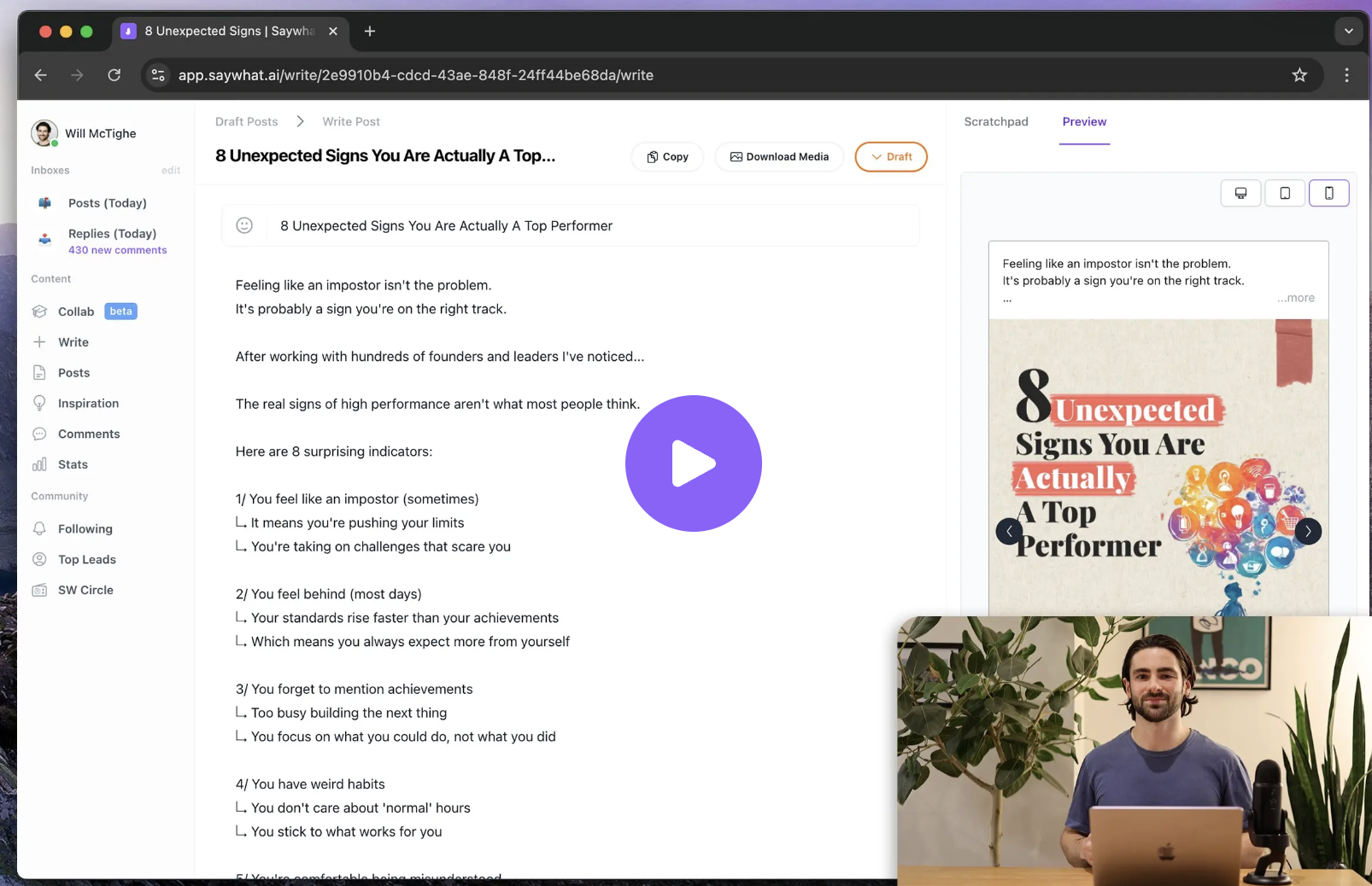Saywhat LinkedIn draft and queue generator